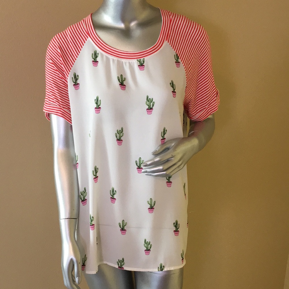 Le Lis Striped Cactus Print Tee